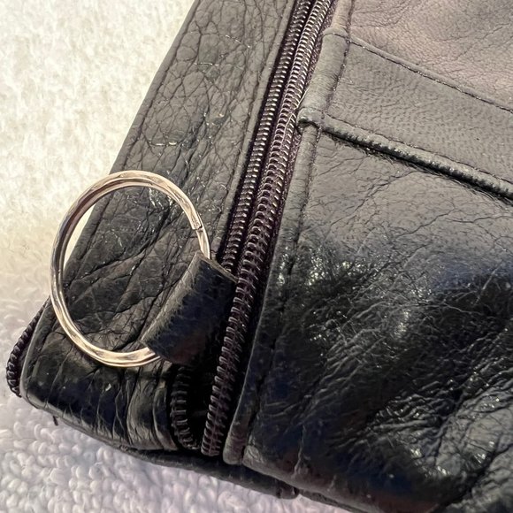 North East Vintage Brown Leather Wallet-Black Zip Up Coin/Keg Ring Holder - Picture 9 of 9